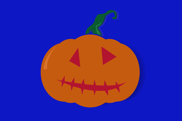 Halloween Pumpkin On A Blue Background