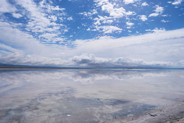 Majestic beautiful landscape of Caka salt lake in Qinghai China