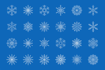 set of snowflakes in flat style, vector