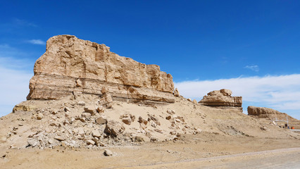 Landscape view of Water Yadan Geopark in Dunhuang Gansu China
