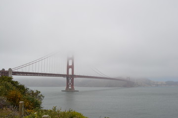golden gate bridge in the fog
