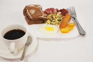 Nice breakfast on white background