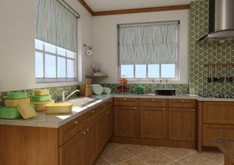 3D Rendering Rural Kitchen