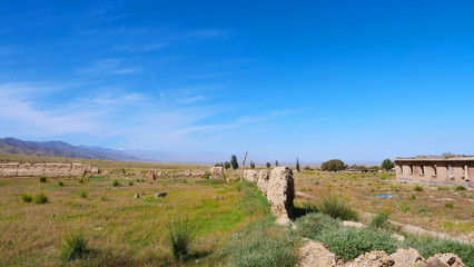 Landscape view of desert small town, a filming location in Gansu China