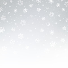 Fototapeta na wymiar Silver and white pattern with snowflakes. Christmas vector abstract background.