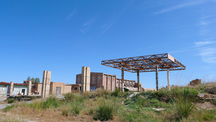 Landscape view of desert small town, a filming location in Gansu China
