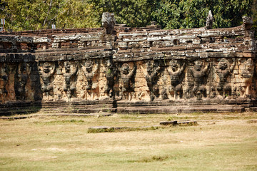Terrace of the Elephants. Angkor Thom is a famous landmark in Siem Reap, Cambodia.