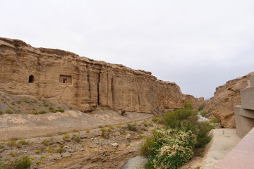 Fototapeta na wymiar Landscape view of The Yulin Cave in Dunhuang Ggansu China