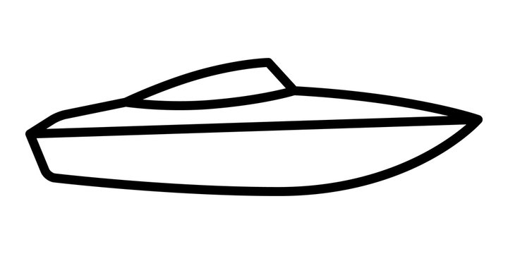 Speed boat or speedboat / motorboat line vector icon for transportation apps and websites