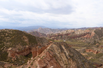 Beautiful landscape view of Binggou Danxia Scenic Area in Sunan Zhangye Gansu Province, China.