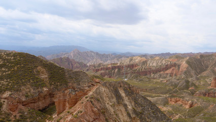 Beautiful landscape view of Binggou Danxia Scenic Area in Sunan Zhangye Gansu Province, China.
