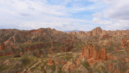 Beautiful landscape view of Binggou Danxia Scenic Area in Sunan Zhangye Gansu Province, China.