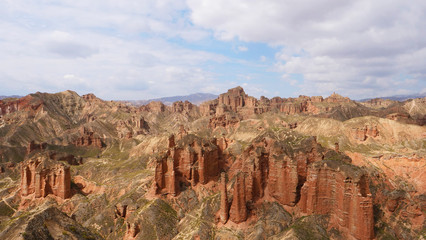Beautiful landscape view of Binggou Danxia Scenic Area in Sunan Zhangye Gansu Province, China.
