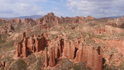Fototapeta premium Beautiful landscape view of Binggou Danxia Scenic Area in Sunan Zhangye Gansu Province, China.