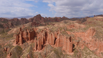 Beautiful landscape view of Binggou Danxia Scenic Area in Sunan Zhangye Gansu Province, China.