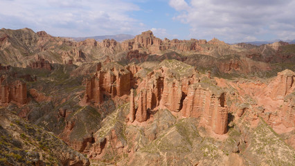 Fototapeta premium Beautiful landscape view of Binggou Danxia Scenic Area in Sunan Zhangye Gansu Province, China.