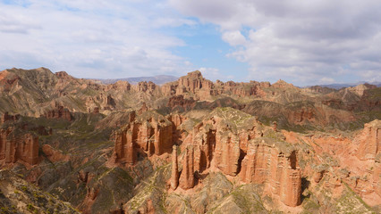 Beautiful landscape view of Binggou Danxia Scenic Area in Sunan Zhangye Gansu Province, China.