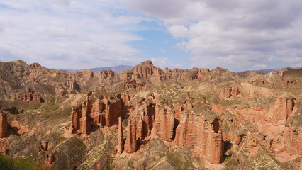 Beautiful landscape view of Binggou Danxia Scenic Area in Sunan Zhangye Gansu Province, China.