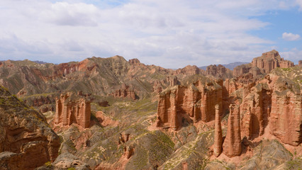Beautiful landscape view of Binggou Danxia Scenic Area in Sunan Zhangye Gansu Province, China.