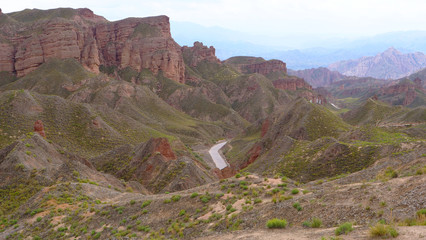 Beautiful landscape view of Binggou Danxia Scenic Area in Sunan Zhangye Gansu Province, China.