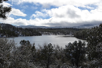 lake in the snowy mountains