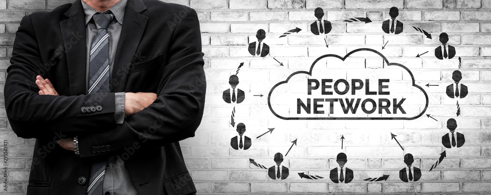 Poster human resources recruitment and people networking concept. modern graphic interface showing professi