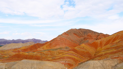 Naklejka premium Beautiful nature landscape view of Zhangyei Danxia Landform in Gansu China.