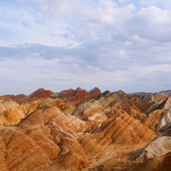 Beautiful nature landscape view of Zhangyei Danxia Landform in Gansu China.