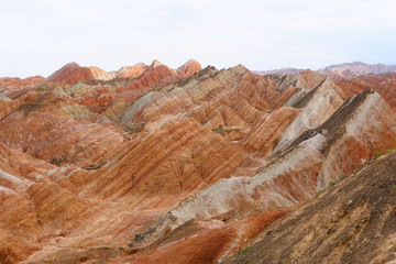 Beautiful nature landscape view of Zhangyei Danxia Landform in Gansu China.