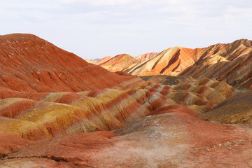 Beautiful nature landscape view of Zhangyei Danxia Landform in Gansu China.