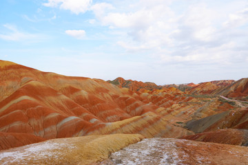 Beautiful nature landscape view of Zhangyei Danxia Landform in Gansu China.