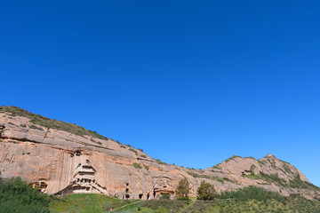Fototapeta premium Beautiful landscape view of Mati Temple in Zhangye Gansu China.