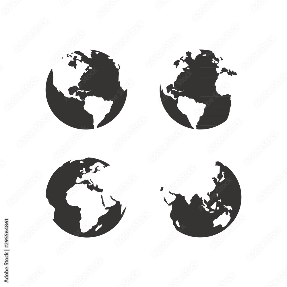 Sticker Earth Icon set isolated on white backgroud