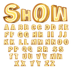Neon light Digital alphabet 3d rendering on white background 