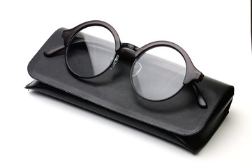 Optical eyeglasses on a white background.