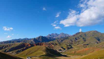 Beautiful nature landscape veiw of The Qilian Mountain Scenic Area Mount Drow in Qinghai China.