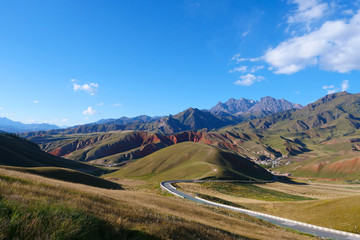 Beautiful nature landscape veiw of The Qilian Mountain Scenic Area Mount Drow in Qinghai China.