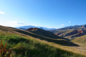 Beautiful nature landscape veiw of The Qilian Mountain Scenic Area Mount Drow in Qinghai China.