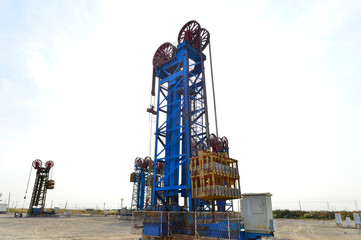 Oil pump working in the outdoor scene