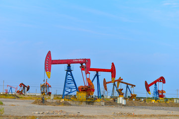 Oil pump working in the outdoor scene