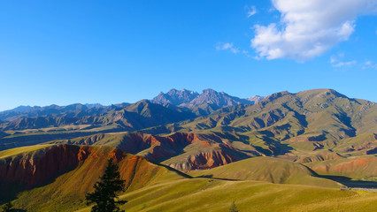 Beautiful nature landscape veiw of The Qilian Mountain Scenic Area Mount Drow in Qinghai China.