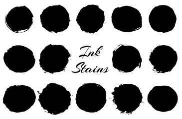 Grunge round ink stains in chinese calligraphy style vector background. EPS10.