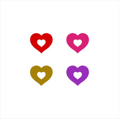 Set of heart vector logo icon design template. Love symbol, medical, healthy, wedding, valentines day.