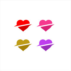 Set of heart vector logo icon design template. Love symbol, medical, healthy, wedding, valentines day.