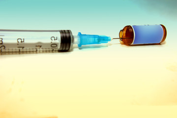 Disposable syringe.  Plastic Injection Medicine.  Medical equipment.  Insulin syringe for...