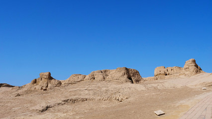 Fototapeta premium Landscape view of the Ruins of Jiaohe Lying in Xinjiang Province China.