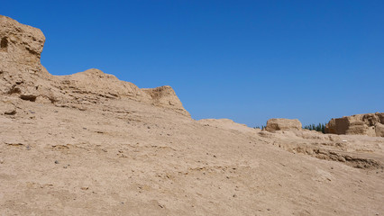 Landscape view of the Ruins of Jiaohe Lying in Xinjiang Province China.