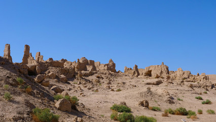 Fototapeta premium Landscape view of the Ruins of Jiaohe Lying in Xinjiang Province China.