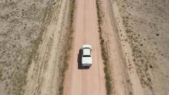 Following White Pickup Aerial View