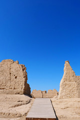 Landscape view of the Ruins of Jiaohe Lying in Xinjiang Province China.